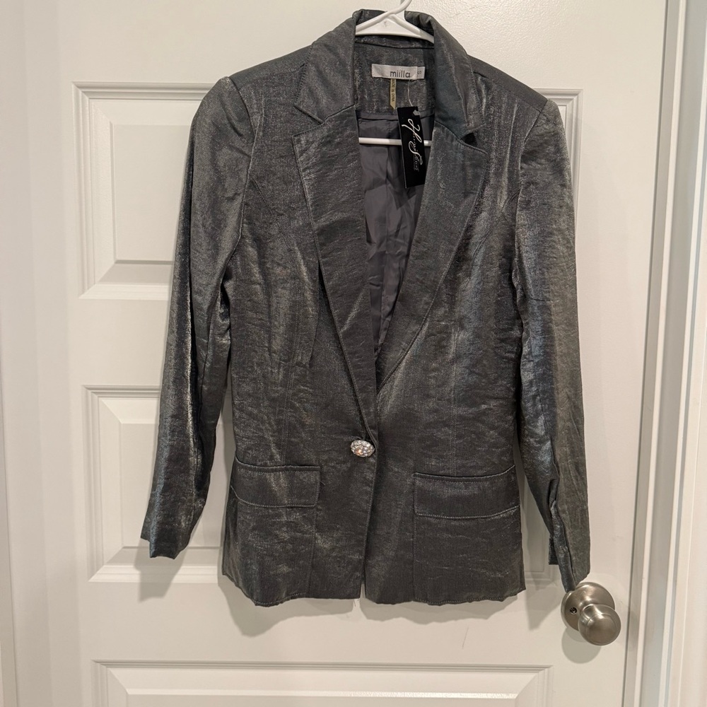 Milla Metallic Gray Women's Blazer